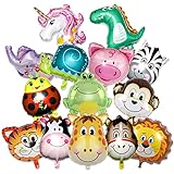 Moocuca 14 Stück Folienballon, Helium Ballons Tiere, Luftballons für tierische Mottopartys, folienluftballon für Kindergeburtstag Deko Party, Junge Mädchen Geburtstagsfeier (Tierballon)