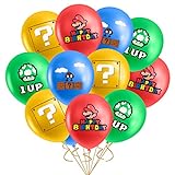 17PCS Ma-rio Geburtstag Deko Jungen Mädchen Super Latex Balloons Bros Luftballon Geburtstagsdeko Set für Ma-rio Thema Kindergeburtstag Party Ballon Supplies Deko