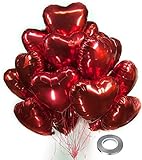CozofLuv 25 Stück 18 Zoll Rot Herzballons Folienballons Luftballons Herzform Heliumballons Herzluftballons für Geburtstag Valentinstag Hochzeit Verlobung