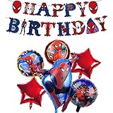 Spiderman Geburtstag Deko Kinder Spiderman Luftballons, | 1x XXL Girlande, 6 x Folienballons | für Kindergeburtstag Party Dekoration Jungen