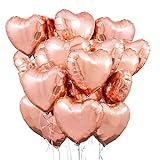 O-Kinee Herz Folienballon Rosegold 20 Stück, Herz Helium Luftballons, Herz Folienballon, Herzluftballons Heliumballon ​Folienballon, Hochzeitsdeko, Geburtstagsdeko oder Valentinstag