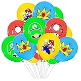 12 STÜCKE Super Mario Bros Ballons Mario bedruckte Latexballons für Mario Geburtstagsparty Supplies Mario Partydekorationen für Kinder