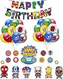 smileh Superhelden Deko Geburtstag Avengers Aluminiumballon Marvel Latex Luftballons Superheld Alles Gute zum Geburtstag Girlande Superhelden Kuchendeckel