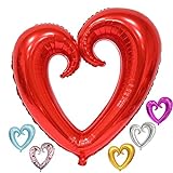 DIWULI, gigantischer XXL Herzballon Rot, Luftballon in Herzform hohl, edler Herz-Ballon groß, Herzluftballon, Herzfolienballon, Folien-Luftballon, Folien-Ballon für Geburtstag, Hochzeit, Dekoration