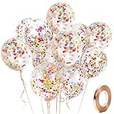 Yiran Bunte Konfetti-Luftballons – 12 Stück Latex 30,5 cm mit 1 Ballon-Ersatz und 1 Band, Dekoration für Geburtstagsfeiern, Hochzeiten, Jubiläen und Feiern