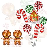 9 Stück Weihnachts-Lebkuchen-Folienballons Lebkuchenmann Ballon Süßigkeiten Luftballons Geburtstag Babyparty Weihnachten Party Dekorationen Zubehör Rot Grün