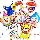 8 Stücke Zirkus Tiere Folienballon, XXL Clown Luftballon, Zirkus Aluminium Folie ballon, Zirkus Luftballons zum Karneval Urlaub Geburtstag Baby Shower Zirkus Thematische Party Deko