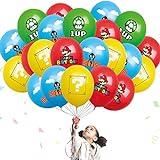 Mario Luftballons Set, 40 Stück Mario Party Geburtstags Luftballons, Super Mario Latex Luftballons, Mario Ballon, Mario Latex Ballons, Mario Bros Ballons, Super Mario Theme Party Dekorationen