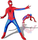 OWOAOOwl Klassische Kinder Spider Kostüm, Kinder Spider Cosplay Kostüm 3D Superheld Fancy Kleid Kind Anime Superheld Kostüm mit Maske,Ghost Spider Kostüm Kinder für Maskerade Party Halloween Karneval