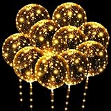 OSDUE 10 Pack Leuchtende Luftballons, 24 Zoll Valentinstag Bobo Luftballons mit 3m LED Lichterketten, Bobo Helium Ballons für Valentinstag, Hochzeit, Weihnachten, Geburtstag, Party Dekoration
