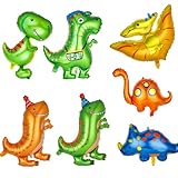 Dacitiery 7 Stück Dinosaurier-Ballons, 3D-niedliche Dinosaurier-Folienballons, Jumbo-Dinosaurier-Folienballons, T-Rex, Triceratops, Jurassic-Thema für Geburtstagsparty, Babyparty, Jungen und Mädchen