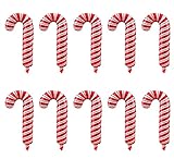 Maloftars 10 stück Helium Folienballon Weihnachten Luftballons Candy Cane Ballon Luftballons Große Aufblasbare Rot Weiß Candy Luftballons für Weihnachtens Holiday Party Zuhause Dekoration 40x84cm