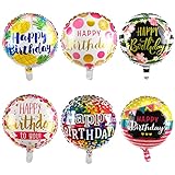 6 Stück Happy Birthday Luftballon Runde Helium Folienballons Bunte Mylar Ballon Geburtstag Party Dekoration Lieferungen 18 Zoll
