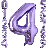 Riesen Lila 4 Luftballon, 40 Zoll Zahl 4 Luftballon für Mädchen Jungen Geburtstagsdeko, Große Helium Folienballons Deko für Geburtstagsfeier, Hochzeit, Jahrestag, Abschlussfeier