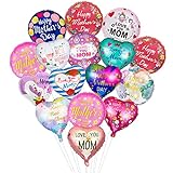 Firtink 16 Stück Happy Mother's Day Folienballon, Aluminiumfolienballons für Muttertag, Herzballons Dekorationen für Happy Mothers Day Geburtstag Party Supply