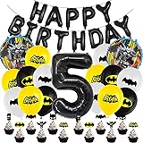 Batman Luftballons 31 pcs,Batman Aluminiumfolie Ballon,Batman Geburtstags Luftballons,Batman Cupcake Topper,Party Supplies,für 5 Jahre Jungen Mädchen Geburtstags Feiern,Partys Dekoration