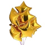CozofLuv 25 Stück 18 Zoll Stern Folienballon Luftballons Sternluftballons Heliumballon Folienluftballon Ballone für Geburtstag, Hochzeit, Valentinstag, Weihnachtsfeierdekoration (Gold Stern)
