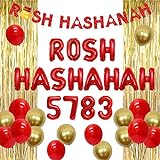 Rote Rosh Hashanah-Dekorationen, jüdische Neujahrsparty-Dekorationen für Erwachsene, Kinder, Rosh Hashanah-Banner, 5783, Folienballon für jüdische Feiertagsfeiern
