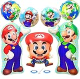 Super Mario Theme Party Dekoration, Super Mario Geburtstag, Dekoration, Geburtstagsdekoration, Luftballons, Heliumblatt, Luftballons, Dekoration für Kinder und Geburtstag (A)