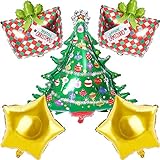 PartyWoo Deko Weihnachten Luftballons, 5 Stück Weihnachts Deko mit Band, Weihnachtsbaum Folienballons für Weinachts Deko, Merry Christmas Deko, Christmas Deko, Weihnachten Dekoration, 4711100069885