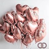20 Stück 45CM Herzballons,Herz Folienballon, Herzform Heliumballons für Party,Geburtstag,Valentinstag, Hochzeit, Verlobung,Muttertag Dekoration(Roségold)