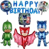 PJ Hero Folienballon simyron PJ Geburtstag Dekorationen Zubehör Theme Birthday Supplies Aluminium Foil Balloons Decoration Set for Kids Shower Party