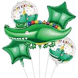 VIEVRE 5 Stück Krokodil Luftballons, Folienballon Tiere Kindergeburtstags Partydekoration, Ballon Geburtstag, für Jungen Mädchen, Luftballons Partydekoration, Kindertag Party Deko