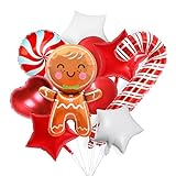 Banydoll Luftballons Weihnachten, Weihnachtsdeko Zuckerstangen Rot Weiß, Weihnachten Folienballon für Weihnachten Dekoration