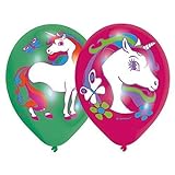 6 Luftballons * REGENBOGEN EINHORN * für Kinderparty und Kindergeburtstag // Deko Ballons Party Set Kinder Geburtstag Motto zauberhaft Traumwelt