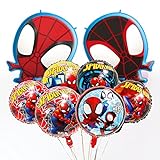 Spiderman Geburtstag Luftballons, 9 Stück Kindergeburtstag Deko Superheld Luftballon, Spider-Man and His Amazing Friends Folienballon, Helium Ballons, Geburtstag Dekoration Themen Partyzubehör