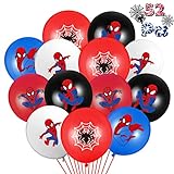 D2ucco 52 Stück Spider Luftballons für Kinder Geburtstag Dekoration, Superhelden Thema Party mit Spider Print Latexballons Deko für Kinder Geburtstagsfeier, Mottoparty, Karneval Zubehör