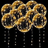 10 Pack Leuchtende Luftballons, Bobo Helium Ballons LED Luftballons, 20 Zoll Klare Luftballon mit Lichterketten für Geburtstag Hochzeit Valentinstag Party Dekor (Warmweiß)