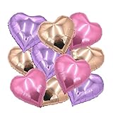 ballonfritz® Herzballons Set in Rosegold / Violett (Flieder) / Rosa 10-tlg. - XXL 18' Folienballon-Set als Hochzeit Deko, Geschenk oder Liebes-Überraschung zum Valentinstag