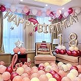 JQGGJYGG Geburtstagsdeko Mann Frauen,Mädchen Frauen Geburtstag Deko,Herz Stern Folienballon,Babyparty Geburtstagsfeier Dekorationen,Luftballons Deko,Geburtstag mit Happy Birthday Banner,Produit 7