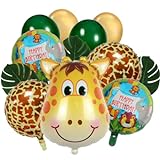 DIWULI Giraffe Luftballon Set, Happy Birthday Ballon, Folien-Ballons Folien-Luftballons Kinder-Geburtstag Junge Mädchen, Motto-Party, Tier-Party, Dekoration, Geschenk, Dschungel Safari Zoo Lufttiere