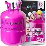 Helium Ballongas für 20/30/50 Ballons | Heliumflasche Set mit Knickventil für Luftballons + Folienballons | Geburtstag Party Hochzeit Flasche, Größe: Ballongas für 30 Ballons