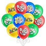 40PCS Geburtstag Deko, 4 Farben Latex Balloons, Luftballon, Kindergeburtstag Ballon Set, Ma rio Geburtstagsdeko, für Super Kindergeburtstag
