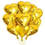 Herz Folienballons Gold 20 Stück，Herz Helium Luftballons, Herz Folienballon, Herzluftballons Heliumballon ​Folienballon, Hochzeitsdeko, Geburtstagsdeko oder Valentinstag（Gold）