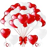 Herzluftballons Rot,100 Stück Herzluftballons Rot Weiß,Luftballons Rot Weiß,Herz Luftballons,Herz Helium Ballon,Latex Ballon für Hochzeit Verlobung Valentinstag JGA Party Deko