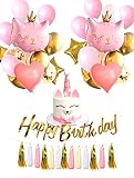 Regendeko Happy Birthday Pink Katzen Geburtstagsdeko Tier Kindergeburtstag Geburtstag MädchenDeko Luftballon Girlande Konfetti Luftballons Party Deko