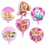 Generisch 6 x Girls Ballon Set Folienballon Luftballon Hund / Hunde Kindergeburtstag Deko Dekoration Mädchen Pink Rosa Lila Herz