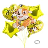 Yazipapi Paw Patrol Luftballons, Geburtstag Folienballon Deko, Rubble Hund Ballon Kindergeburtstag Geschenk Jungen Mädchen, Geburtstag Party Paw Patrol Balloons Birthday Dekoration Set 6 Stück