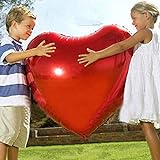 Herz Folienballon Rot XXL Helium Luftballon, Romantisch Deko, Riesen Dekoration für Romantische Atmosphäre, Heiratsantrag, Valentinstag Deko und Hochzeit