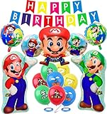 Super Mario Theme Party Dekoration, Super Mario Geburtstag, Dekoration, Geburtstagsdekoration, Luftballons, Heliumblatt, Luftballons, Dekoration für Kinder und Geburtstag (B)