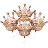 99 cm große rotgoldene Kronenballons, königlicher Prinz, Geburtstagszubehör, Partydekoration, 4 Stück, riesige rosa Kronenballons, Kappe, Folienballons, Geburtstag, Hochzeit, Weihnachten, Brautdusche