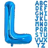TONIFUL 40 Zoll großer Blau Buchstabe L Ballon, riesiger Buchstabenballon, großer Folienballon für Geburtstagsfeier, Jubiläumsdekoration