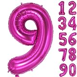 Geburtstagszahlen Luftballon Zahl 9 Zahlenballon Zahlenluftballons Folienluftballon Zahlen 9 Helium Ballons Nummer Ballon Groß Riesen Zahl Luftballon 9 Pink Deko