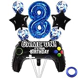 Kawailay Videospiel 8. Geburtstag Deko Geburtstagsdeko Jungen 8 Jahre Gamer Geburtstag Deko Game Controller Luftballons Blau Zahl 8 Folienballon für Jungen Geburtstags Party Spiel Party
