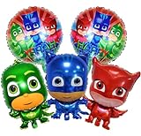 Pyjamahelden PJ Masks Folienballon Figuren 5er Pack mit Gekko Eulette & Catboy Ballon Luftballon Kindergeburttag 5 er set Deko Kinder Party