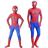 HOLLYPATY Spiderman Kostüm Kinder, Spiderman Anzug Superhelden Bodysuit für Jungen, 3D Superhero Jumpsuit Party Cosplay Kostüm Halloween Karneval